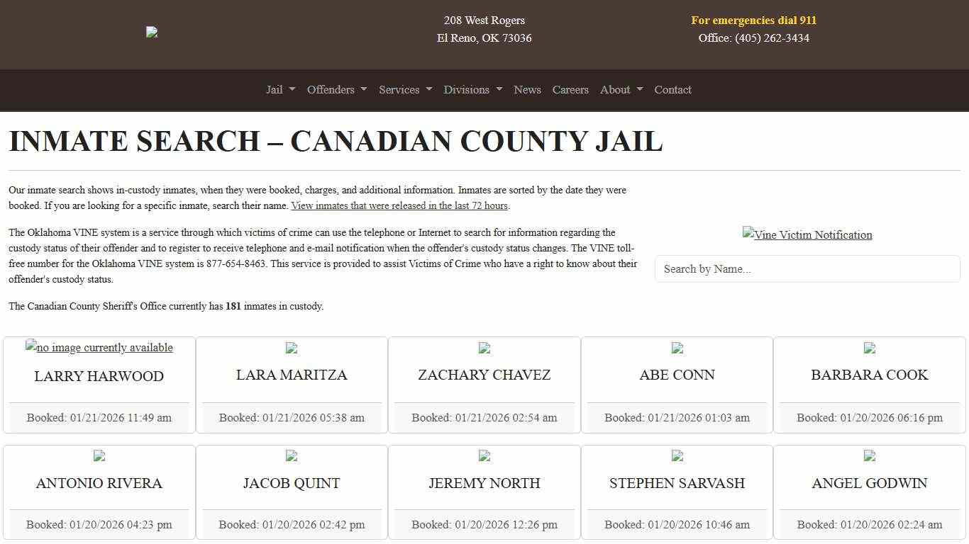Inmate Search | Canadian County Sheriff's Office