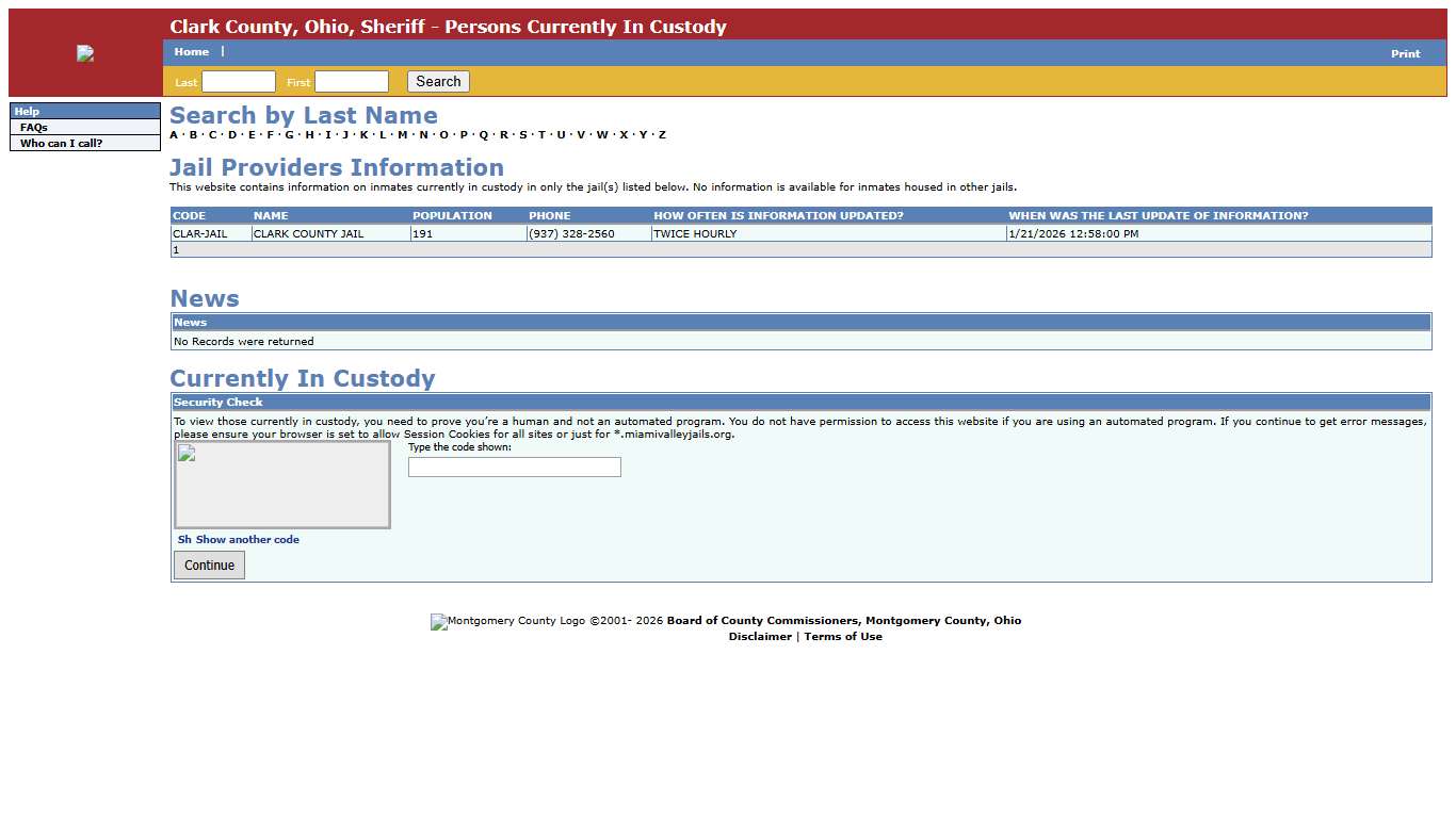 Clark County, Ohio, Sheriff - Persons Currently In Custody